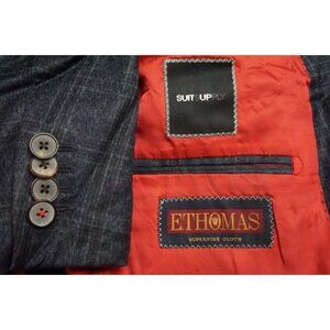 Suitsupply Blue Plaid 100% Wool Sport Coat Jacket Sz 38R